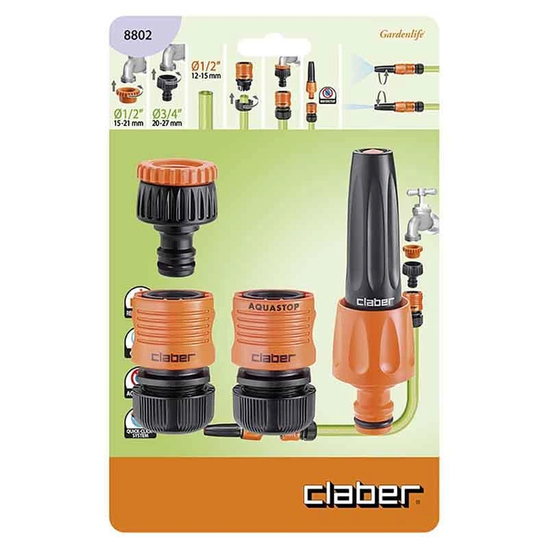 Claber Hose Connector Set 1/2" Aquastop - 8802 2 Claber Hose Connector Set 1/2" Aquastop - 8802 - Image 2