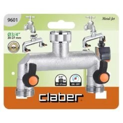 Claber Metal Jet Tap Manifold 2 Way - 9601 -Garden Irrigation Tools claber two way tap spliter 9601