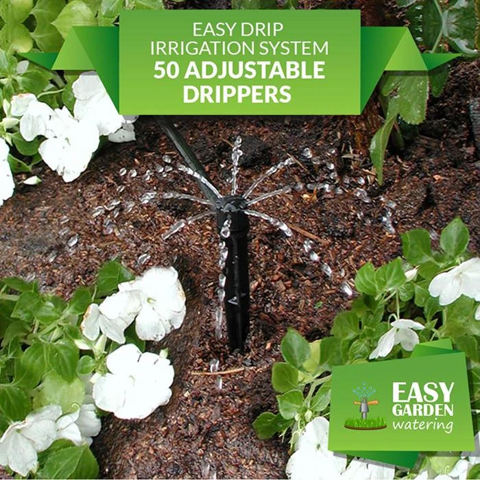Easy Drip Irrigation System 50 Adjustable Dripper 1 Easy Drip Irrigation System 50 Adjustable Dripper
