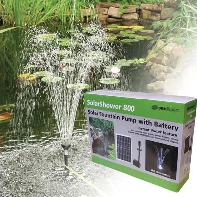 PondXpert SolarShower 800 Pump With Battery And LED Light 1 PondXpert SolarShower 800 Pump With Battery And LED Light